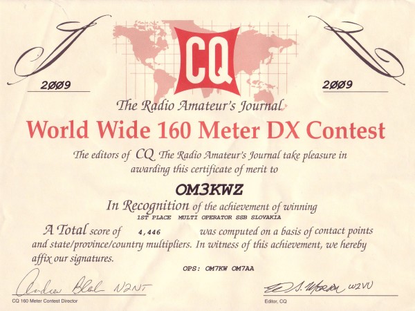 CQ WW 160m DX 2009